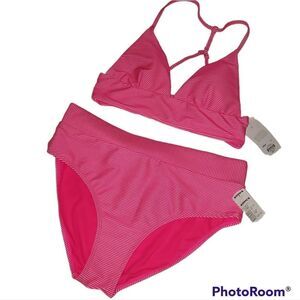 So hot pink ribbed bikini set NWT